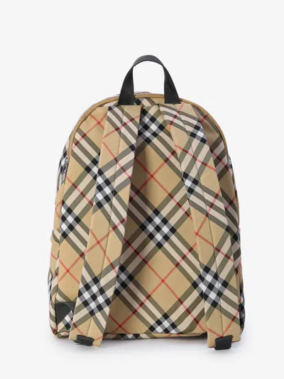 Burberry Check Pattern Backpack With Front Pocket In Neutral