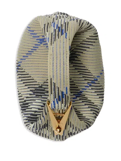 Burberry Mini Peg Check Knitted Bag In Gray