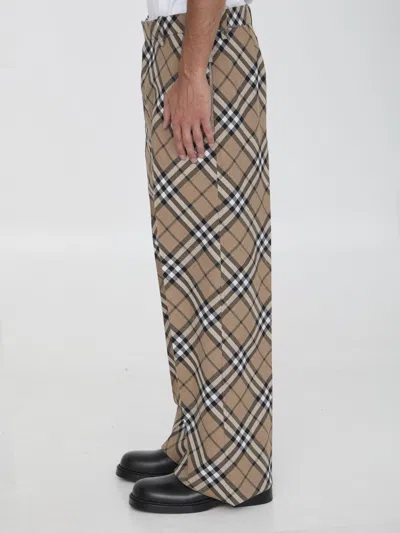 Burberry Check Wool Blend Tailored Trousers In Multi