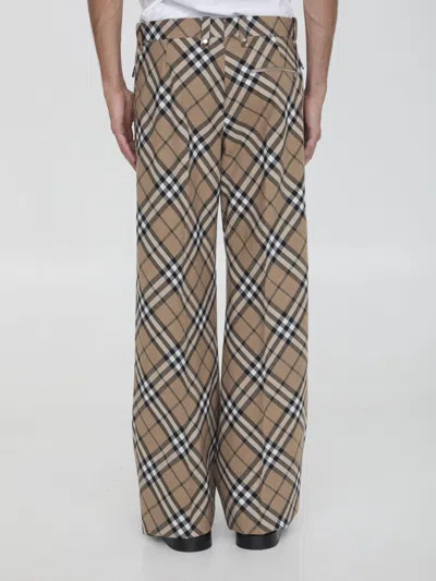 Burberry Check Wool Blend Tailored Trousers In Multi