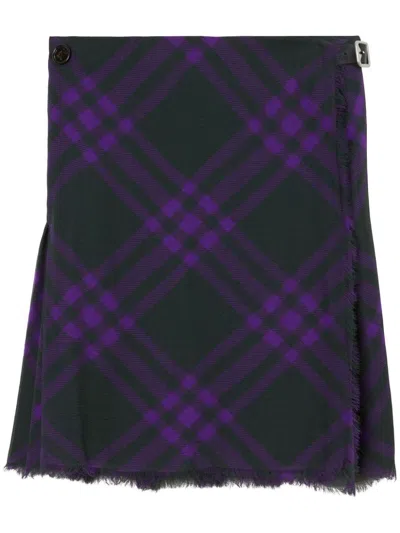 Burberry Asymmetrical High-waisted Silk Skirt With Plaid Pattern In Royalipcheck