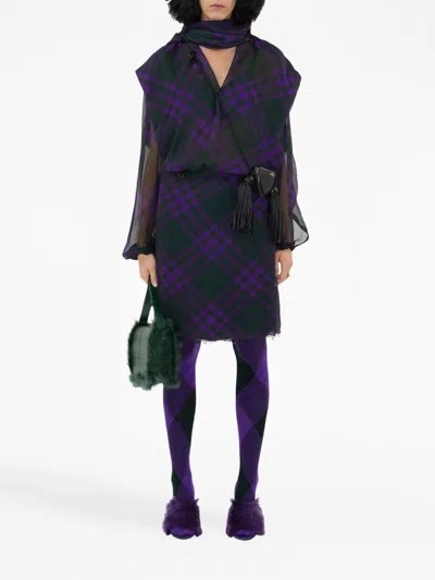 Burberry Asymmetrical High-waisted Silk Skirt With Plaid Pattern In Royalipcheck