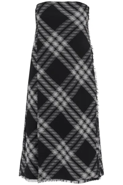 Burberry Wool Kilt Dress With Check Motif In Black