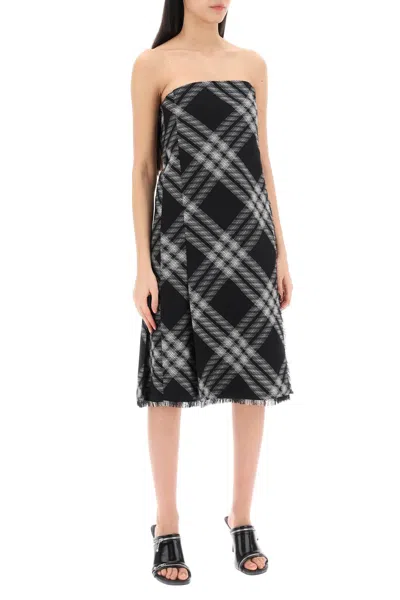 Burberry Wool Kilt Dress With Check Motif In Black