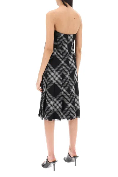 Burberry Wool Kilt Dress With Check Motif In Black