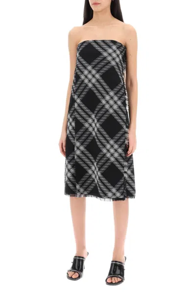 Burberry Wool Kilt Dress With Check Motif In Black
