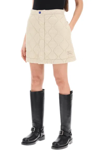 Burberry Almond Beige Quilted A-line Skirt In Brown