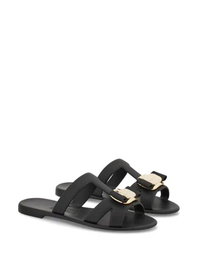 Ferragamo Women New Vara Rubber Slides In Black