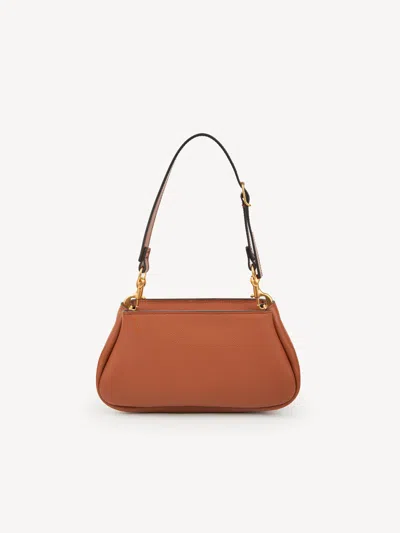 Chloé Brown Leather Small Marcie Clutch In Pink