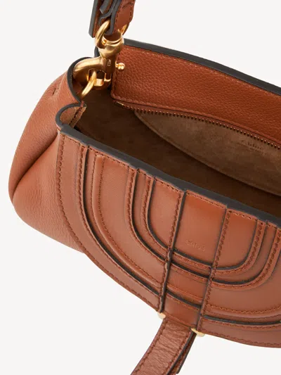 Chloé Brown Leather Small Marcie Clutch In Pink
