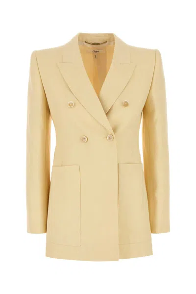 Chloé Cream Hemp Blend Blazer In Brown