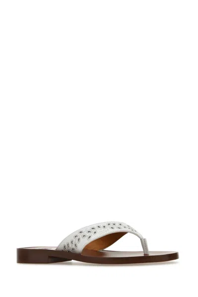 Chloé Chloe Women White Leather Paz Chloe X Eres Thong Slippers