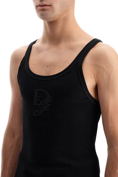 Dolce & Gabbana Men Logo Embroidery Tank Top In Black