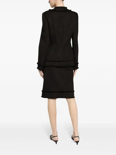 Dolce & Gabbana Black Single-breasted Jacket With Branded Button In Tweed Woman In Black