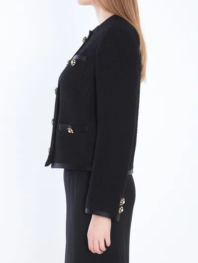 Dolce & Gabbana Short Black Jacket With Rhinestone Buttons In Black