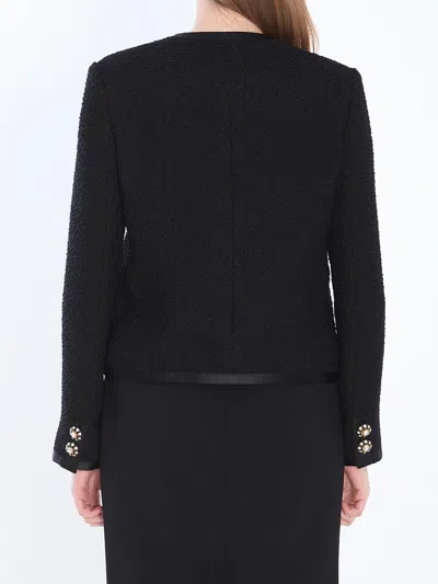 Dolce & Gabbana Short Black Jacket With Rhinestone Buttons In Black