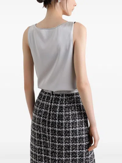 Dolce & Gabbana Grey Stretch Satin Tank Top In White