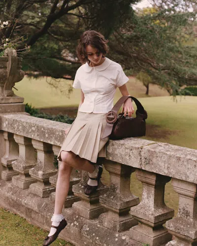 My Mum Made It Rosette Sheepskin Mary Janes In Brown