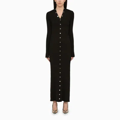 Attico Long Cardigan Dress In Black