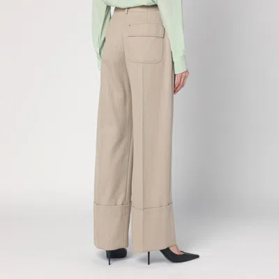 Victoria Beckham Wide Mandarin Colour Pants In Wool In Neutral