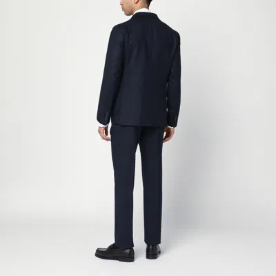 Tagliatore Single-breasted Blue Wool And Cashmere Suit In Blue