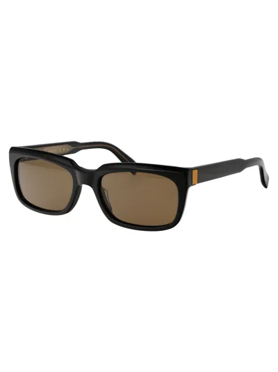 Dunhill Black Acetate Sunglasses In Brown