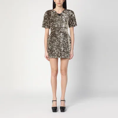 Marc Jacobs Sequin Embellished Short Sleeve Mini Dress In Gray