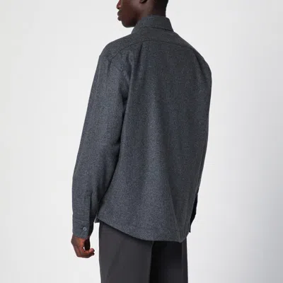Xacus Wool-blend Buttoned Shirt In Gray