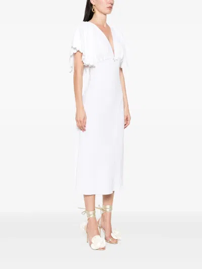 Elisabetta Franchi Crepe Midi Dress In White