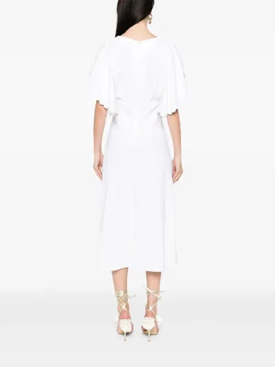 Elisabetta Franchi Crepe Midi Dress In White