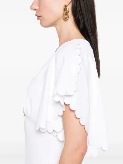 Elisabetta Franchi Crepe Midi Dress In White