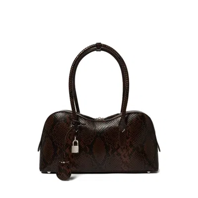 Stella Mccartney Stella Ryder Medium Snake-effect Faux Leather Shoulder Bag In Brown