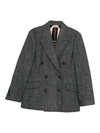 N°21 Double-breasted Checked Jacket In Gray