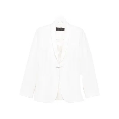Max Mara Long-sleeved Suit Jacket In White