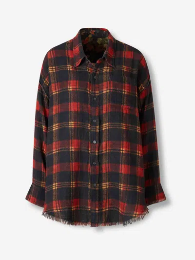 R13 Reversible Print Shirt In Red