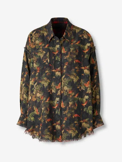 R13 Reversible Print Shirt In Red
