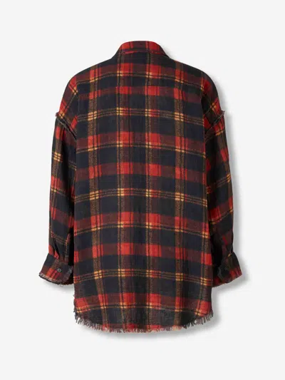 R13 Reversible Print Shirt In Red
