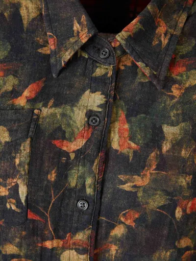 R13 Reversible Print Shirt In Red