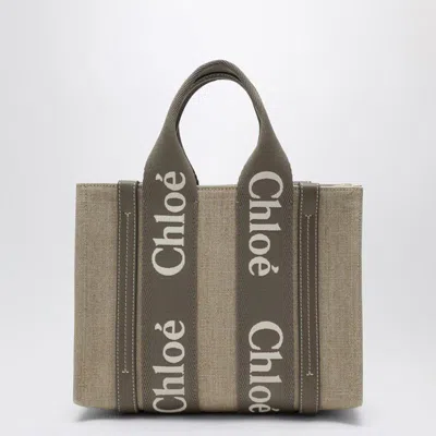 Chloé Woody Grey Canvas Bag Women In Gray