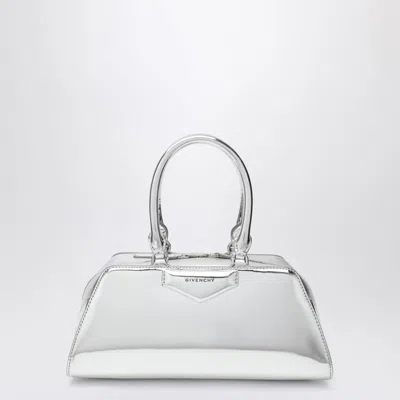 Givenchy Small Antigona East-west Laminated Leather Handbag In Silver