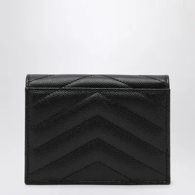 Saint Laurent Cassandre Grain De Poudre Card Holder In Black