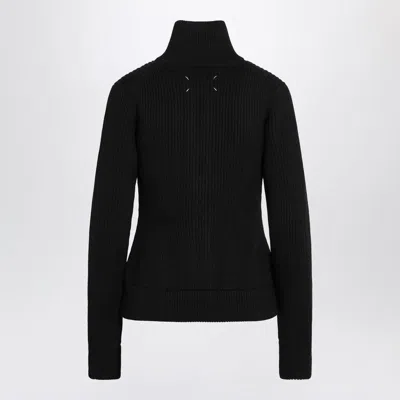 Maison Margiela Black Wool Zip-up Cardigan In Black