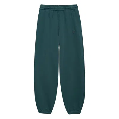 Anine Bing Monogram-embroidered Track Pants In Green