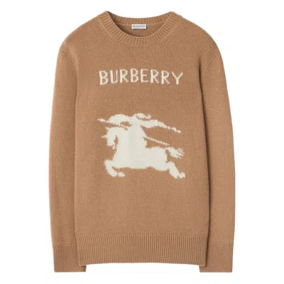 Burberry Wool And Cashmere Pullover With Ekd In Brown