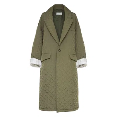 Maison Margiela Quilted Single-breasted Coat In Green