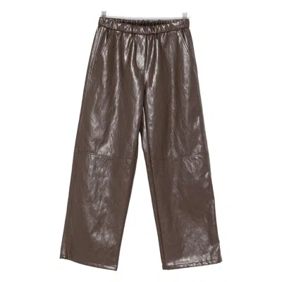 Antonelli Elastic Leather Casual Pants In Brown