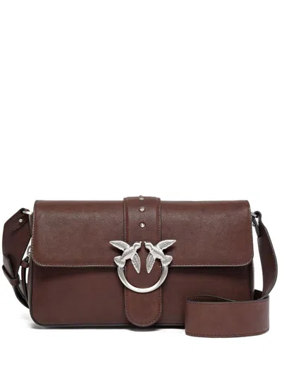 Pinko Medium Leather Classic Love Bag Slouchy Shoulder Bag With Zip In Brown