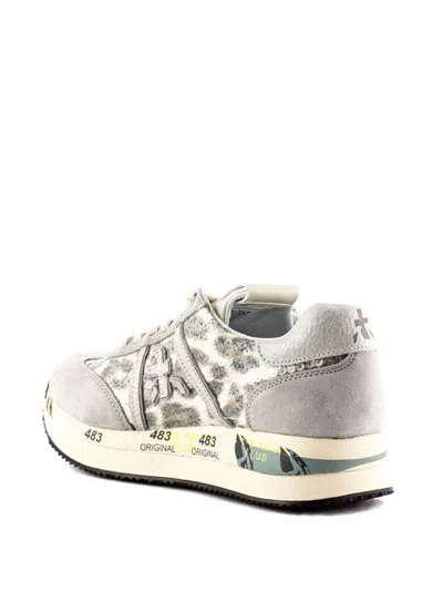 Premiata Beige Suede And Textured Leather Sneakers In Multi