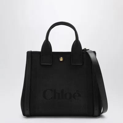 Chloé Carry Small Tote Bag In Canvas In Black