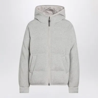 Brunello Cucinelli Greige Down Jacket In Cashmere Knit Women In Gray